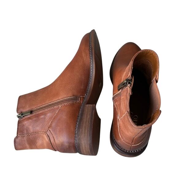 Franco Sarto Boots Womens 7M Horrace Ankle Booties Brown Leather Cuban Heels Zip - Picture 5 of 7